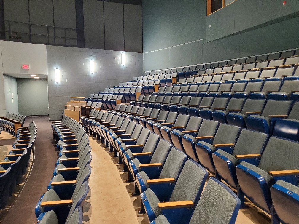 Looking across the auditorium